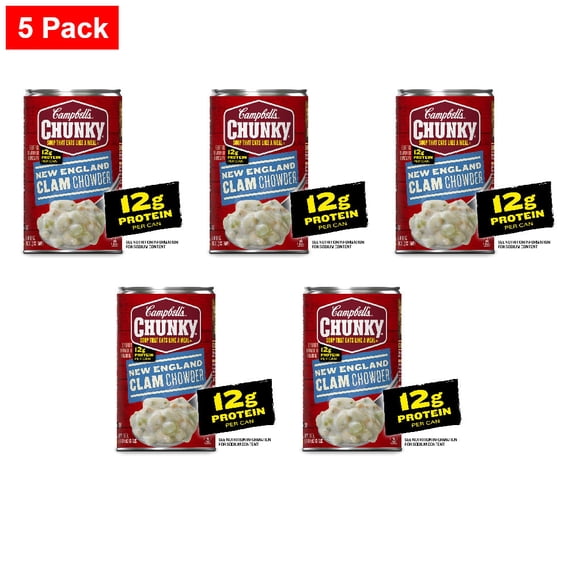 Campbells Chunky Soup New England Clam Chowder 18.8 oz - 5 Pack