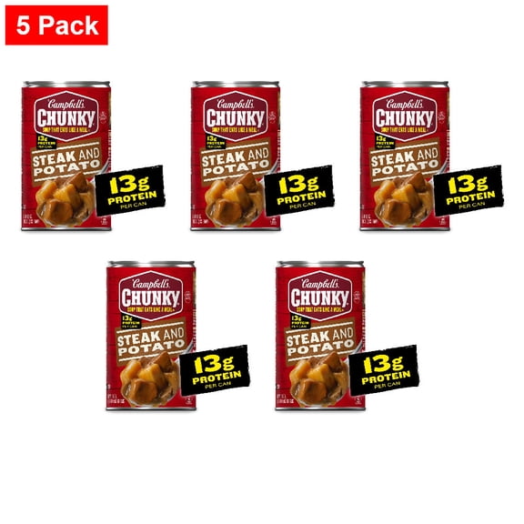 Campbells Chunky Steak & Potato Soup 18.8 oz - 5 Pack