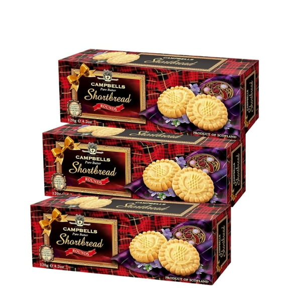 Campbells Shortbread Pure Butter Round HYZ01 Cookies | Traditional & Scottish Cookies from Scotland | Perfect for Morning Coffee, Afternoon Tea or After Dinner Snacks | 4.23 Oz (Pack of 3)