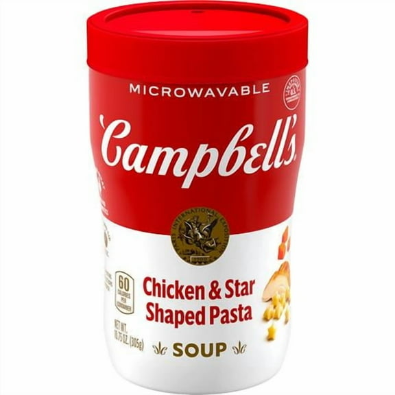 Campbells Sipping Soup, Chicken Soup & Star Shaped Pasta, 10.75 Ounce Microwavable Cup - Pack of 2