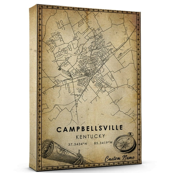 Campbellsville Map Poster, Kentucky Map Art Poster, Canvas, Campbellsville Map City vintage Poster, Street Map Artwork Poster, Campbellsville Map Canvas - 89AZ34