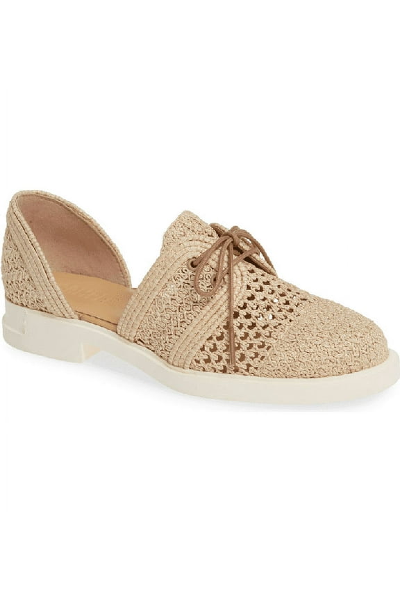 BEIGE Iman D'orsay Derby Flat Shoes, 11US, 41EU