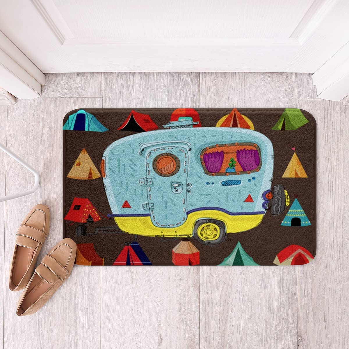 Camper Bath Rugs for Travel Trailers Happy Camping Themed Bathroom Mats