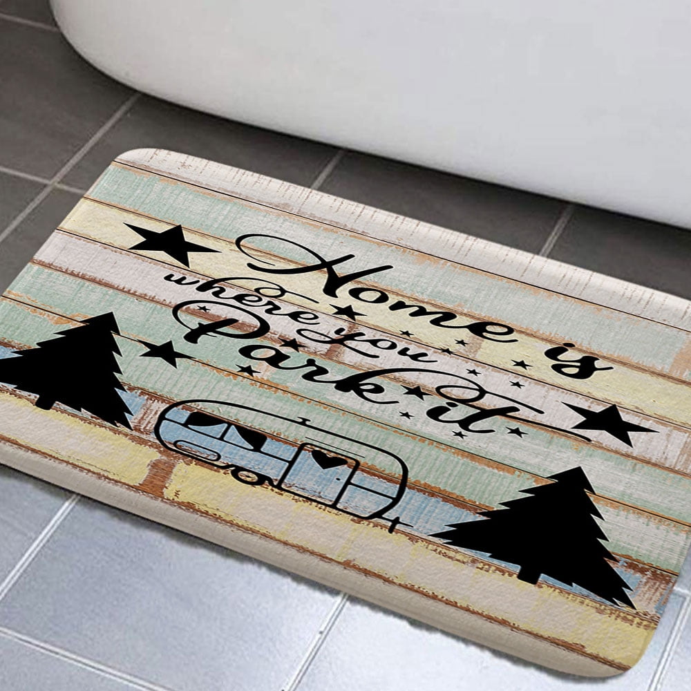Camper Bathroom Rugs, Retro Rustic Wood Neutral Color for Travel ...