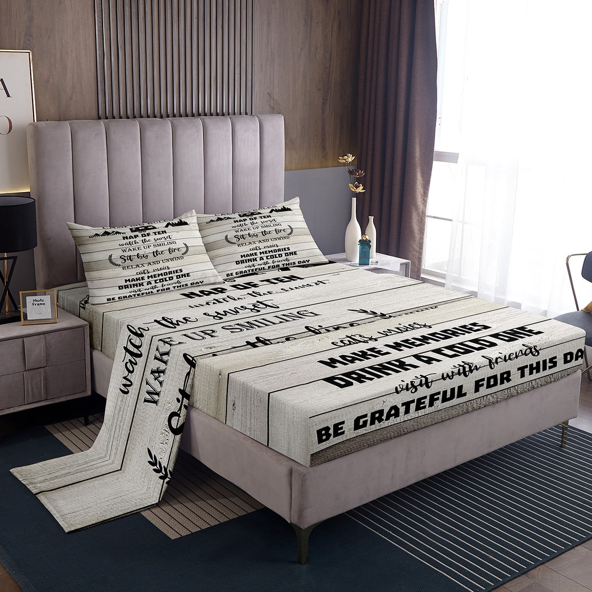 Camper Bed Sheets Set Queen, Happy Camping Sheet Set Rv Decorations For