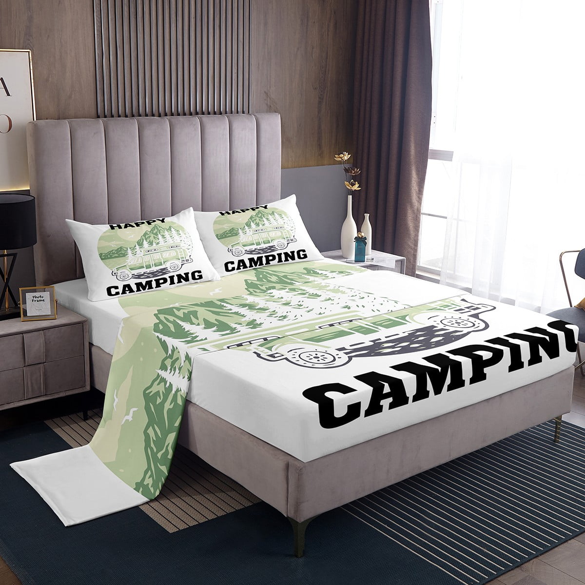 Camper Bed Sheets Set Happy Camping Sheets, Travel Car Sheet Set Rv