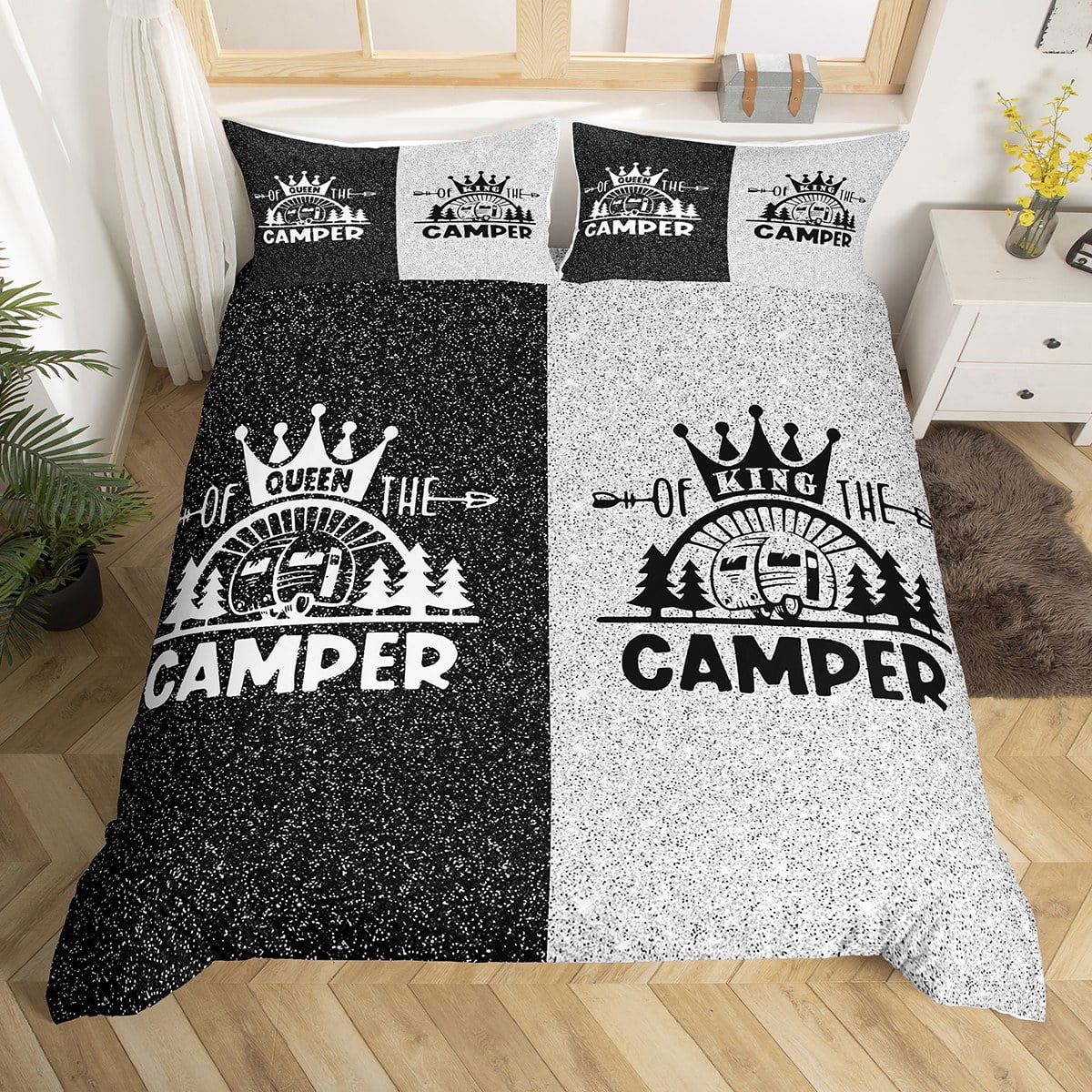 Camper Bedding Set Wedding Gifts for Couple,King and Queen Camping