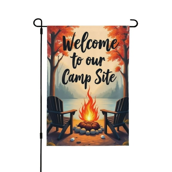 Camper Camping Garden Flag For Campsite Vertical 12.5x18 Double Sided, Welcome To Our Camp Site Small Camping Flags Outdoor Fire Pit Camper Camping Campsite Decoration (ONLY FLAG)1 Flag