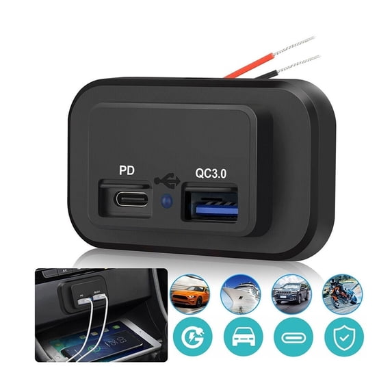 Camper Charging Socket For RV Bus Motorhome 12/24V PD+QC3.0 Dual Ports ...