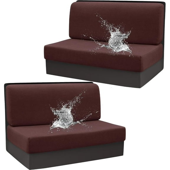 Stretch Camper Cushions Cover Rv Dinette Couch Cover Washable Elastic Sofa Slipcover for RV Camper Bench Backrest Cushion Covers（2 Set,Dark coffee）