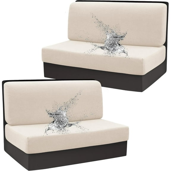 Stretch Camper Cushions Cover Rv Dinette Couch Cover Washable Elastic Sofa Slipcover for RV Camper Bench Backrest Cushion Covers（2 Set,Jade white）