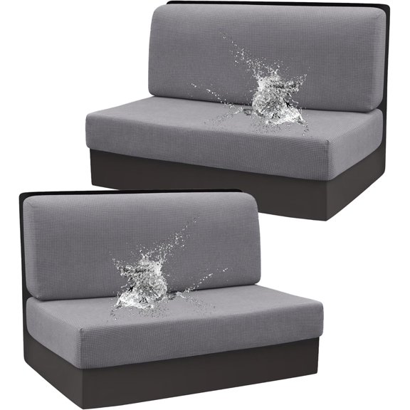 Stretch Camper Cushions Cover Rv Dinette Cover Washable Elastic Sofa Slipcover for RV Camper Bench Backrest Cushion Covers（2 Set,Light gray）