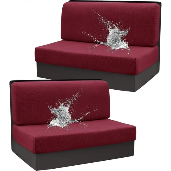 Stretch Camper Cushions Cover Rv Dinette Couch Cover Washable Elastic Sofa Slipcover for RV Camper Bench Backrest Cushion Covers(2 Set,Wine red)