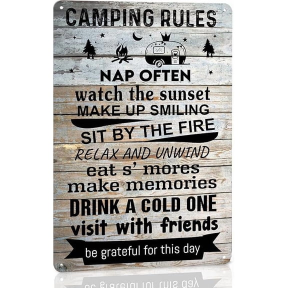 Camper Decor Camping Rules Sign Rv Signs For Campers Camping Metal Tin Signs Camping Accessories Camper Decorations For Inside Campers Gifts Campsite Lake Cabin Wall Art Decor Decorations