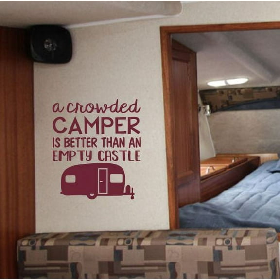 Camper Decor Decals Camping Quote Better Than Castle RV Wall Art Stickers 11.5x10-Inch Burgundy