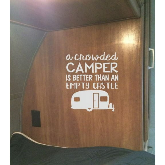 Camper Decor Decals Camping Quote Better Than Castle RV Wall Art Stickers 11.5x10-Inch Light Gray
