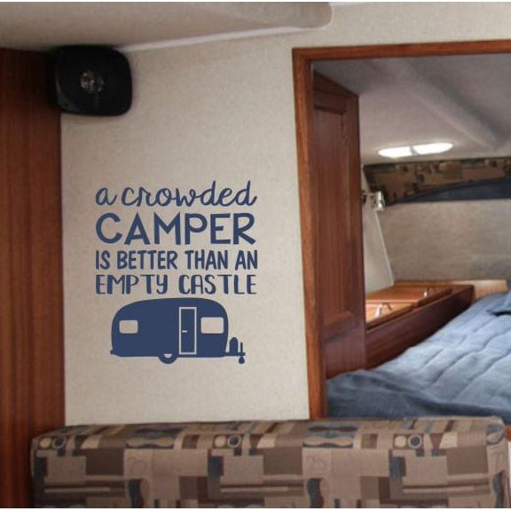 Camper Decor Decals Camping Quote Better Than Castle RV Wall Art Stickers 15.5x14-Inch Deep Blue
