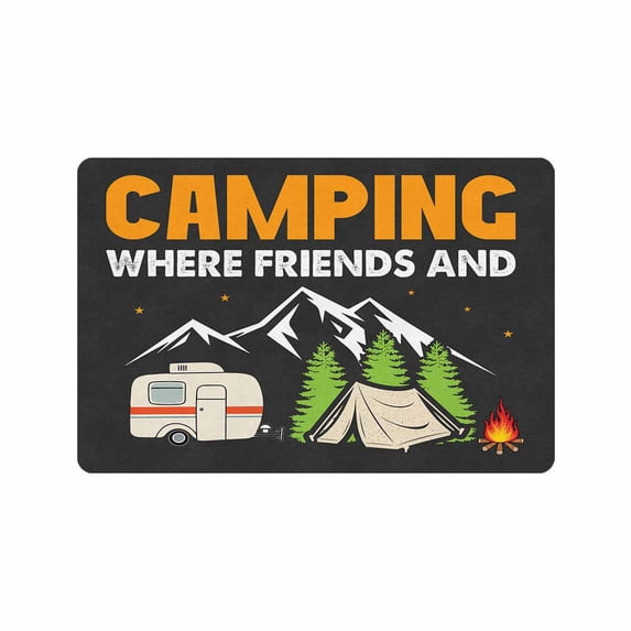Camper Door Mat Outdoor Entrance Door Mat Indoor Rugs Welcome Mat Funny Front Door Mats Non Slip Rubber Floor Mat for Home Entryway, Camp More Worry Less-24x16in 30x18in