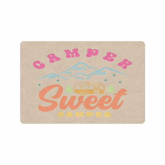Camper Doormat, Campsite Camping Door Mat for Campervan Caravan Motorhomes, Decorative Camp Doormat for Indoor Outdoor Front Entrance-24x16in 30x18in