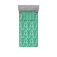 thumbnail image 1 of Camper Fitted Sheet & Pillow Sham Set, Grid Style Squares Background with Various Caravan Models Travel, Decorative Printed 4 Piece Bedding Decor Set, Twinxl, Mint Green Green, by Ambesonne, 1 of 3