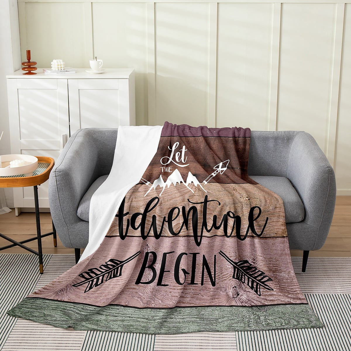 Camper Flannel Fleece Blanket for Living Room Bedroom Bed Sofa, Happy