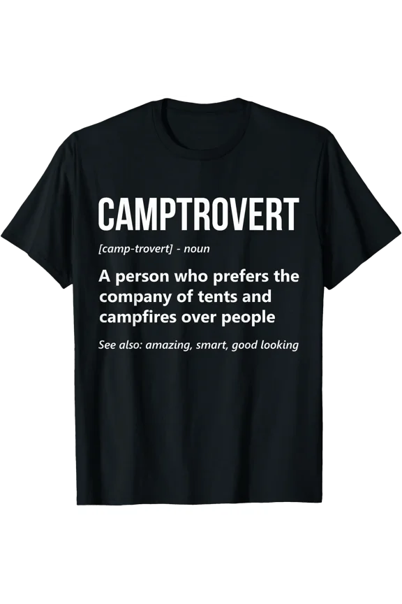 Camper Funny Camptrovert Definition RV Glamping Tent Camping T-Shirt