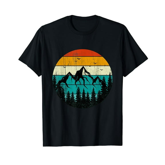 Camper Hiker Scout Camping Hiking Mountains Forest Vintage T-Shirt