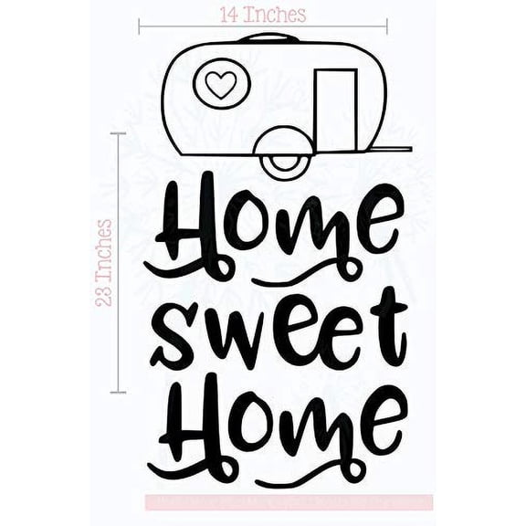 Camper Home Sweet Home Vinyl Art Stickers RV Wall Quote Decals 14x23-Inch Black