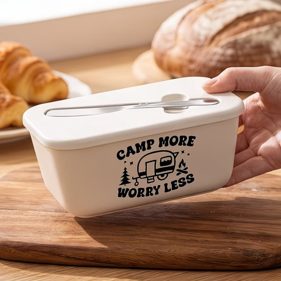 Camper Icon Butter and Cheese Keeper with Lid for RV and Camping  Compact Durable Plastic Food Storage Container for Outdoor Kitchens