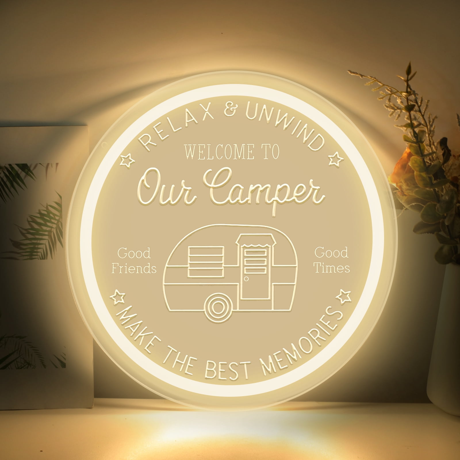 Camper LED Neon Sign for Camping Party Decor, Dimmable Neon Wall Lights ...