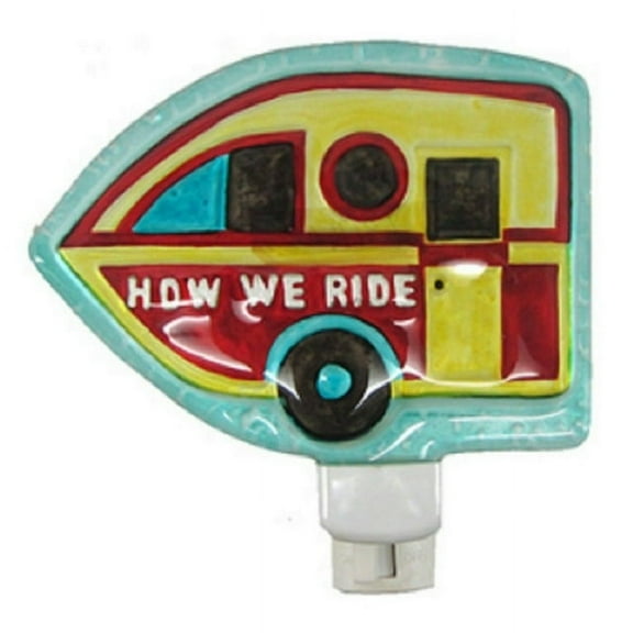 Camper Night Light Painted Glass, How We Ride 5 inches x 5 Inches