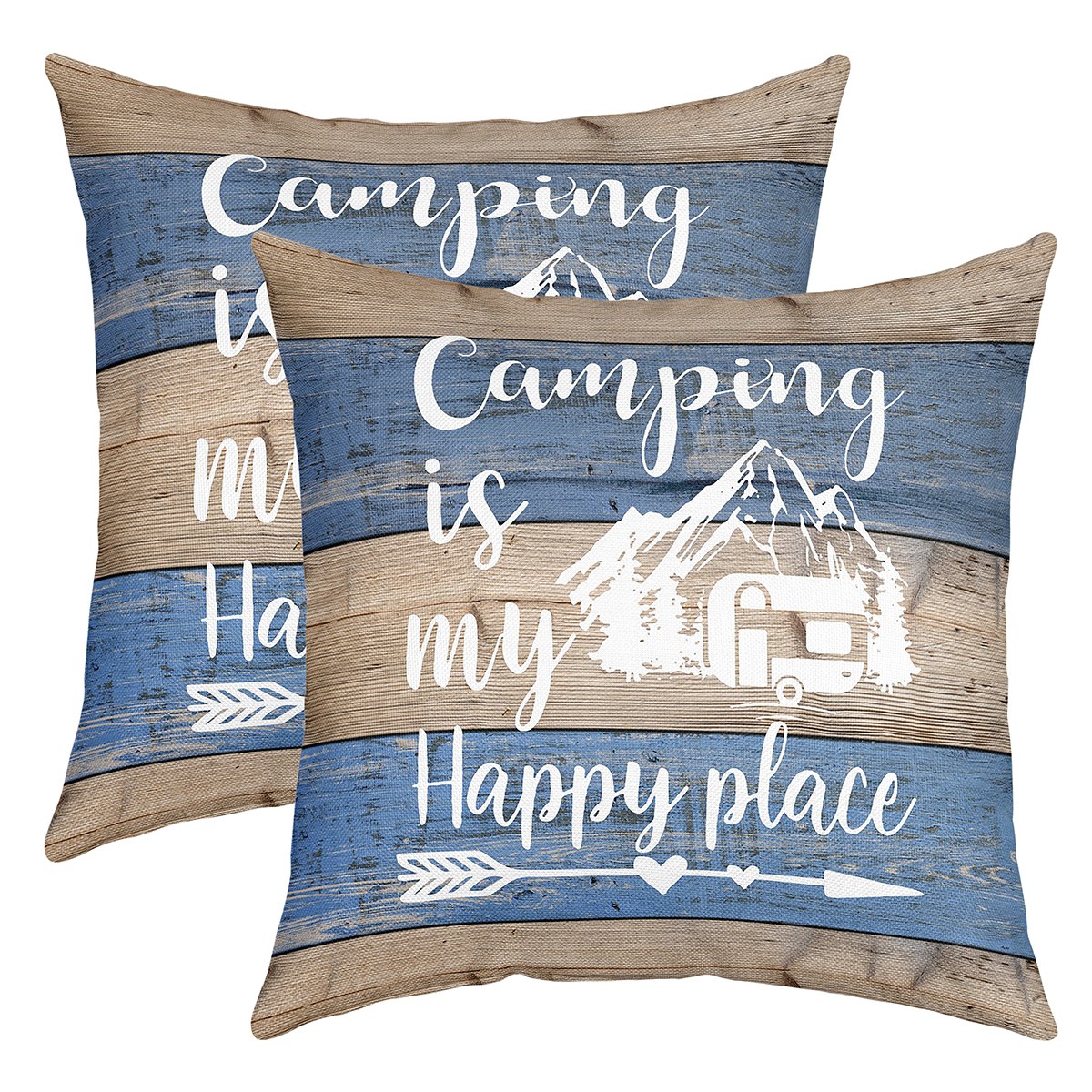 Camper Pillow Covers,Camping Themed Throw Pillow Covers for Travel