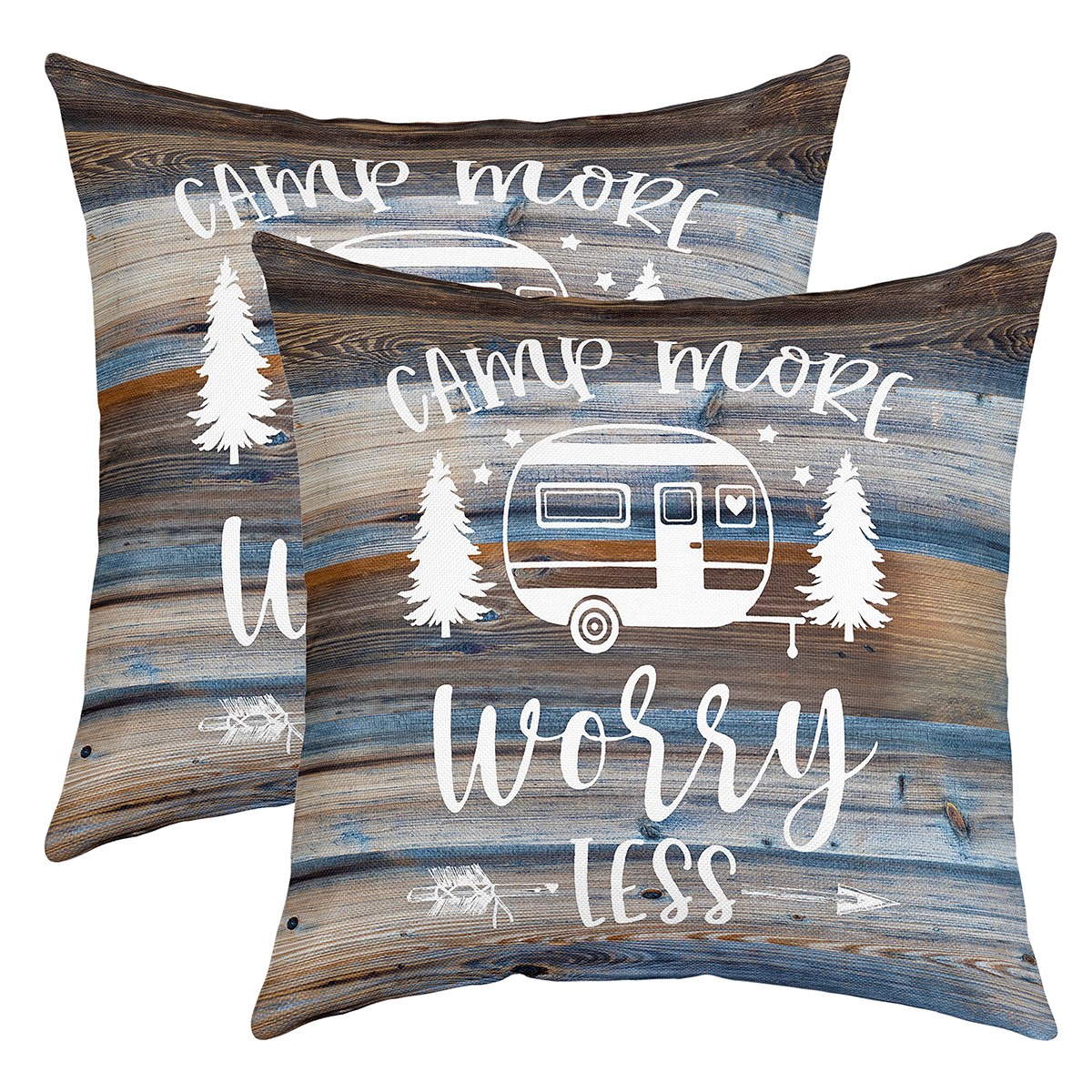 Camper Pillow Covers,Camping Themed Throw Pillow Covers for Travel