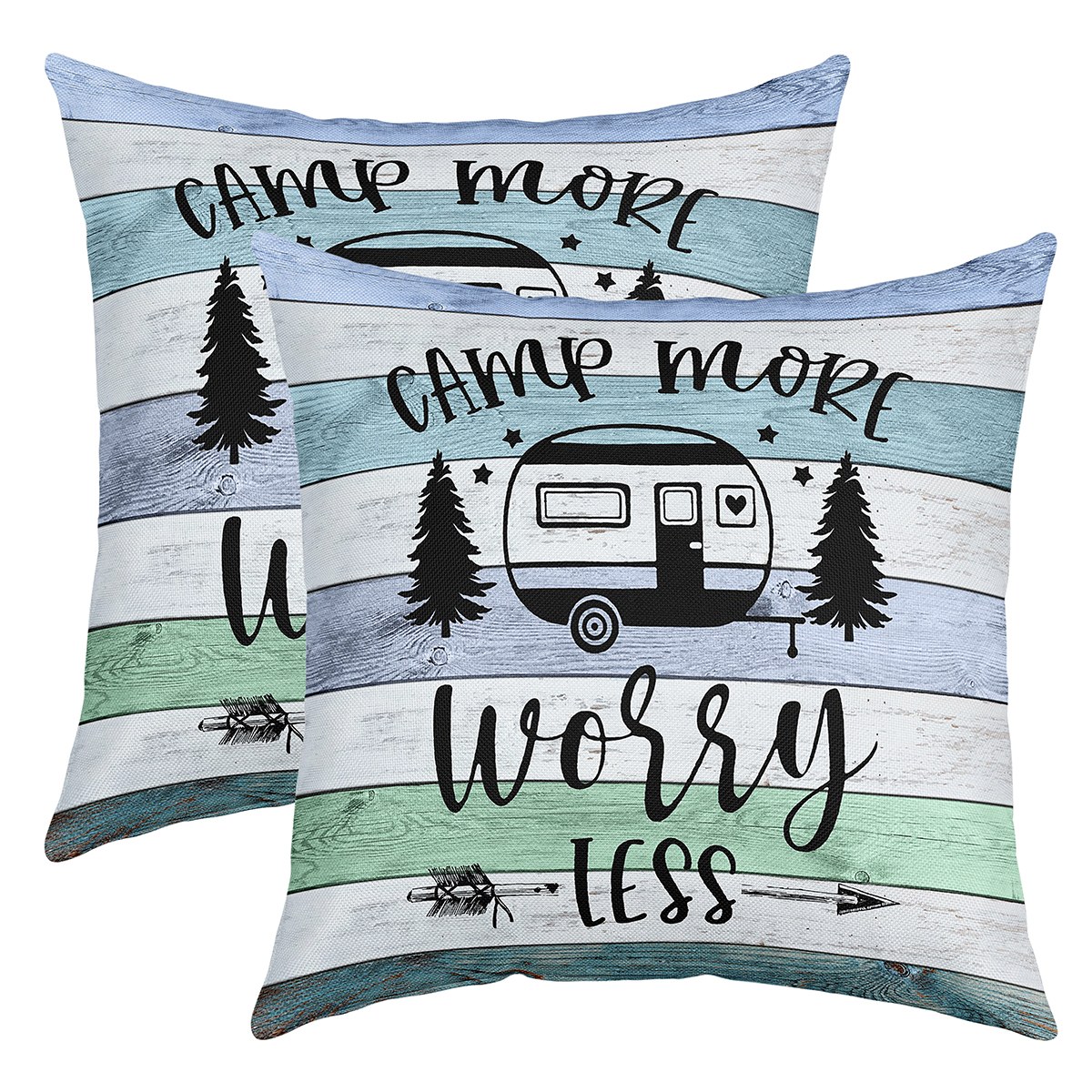 Camper Pillow Covers,Camping Themed Throw Pillow Covers for Travel