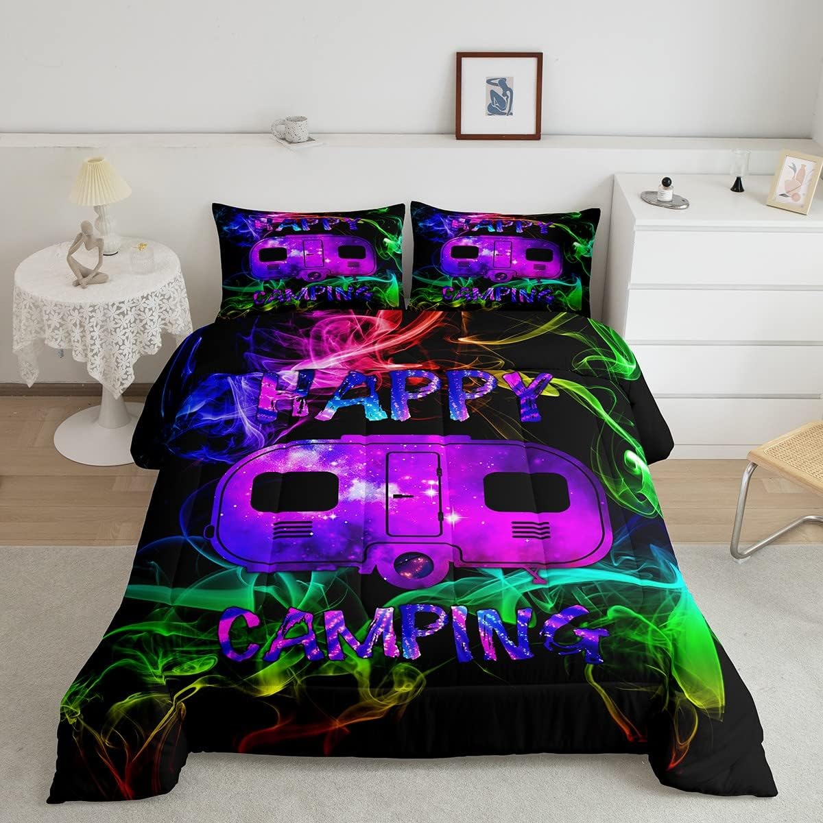 Camper Quilt Bedding for Travel Trailers Bunk Beds Happy Camping