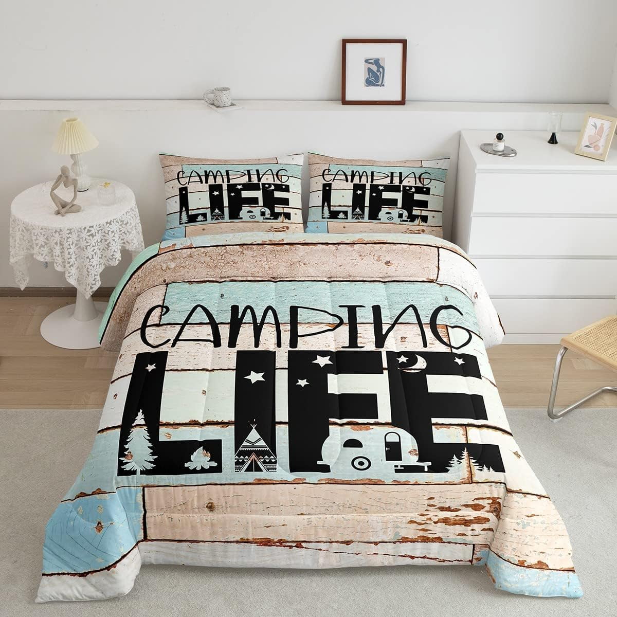 Camper Quilt Bedding for Travel Trailers Bunk Beds Happy Camping