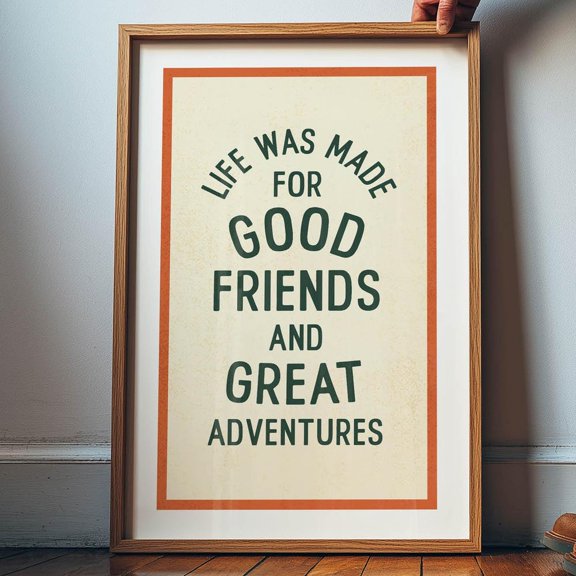 Camper Quote Print: Retro Outdoors Art Adventure Poster Cabin Decor