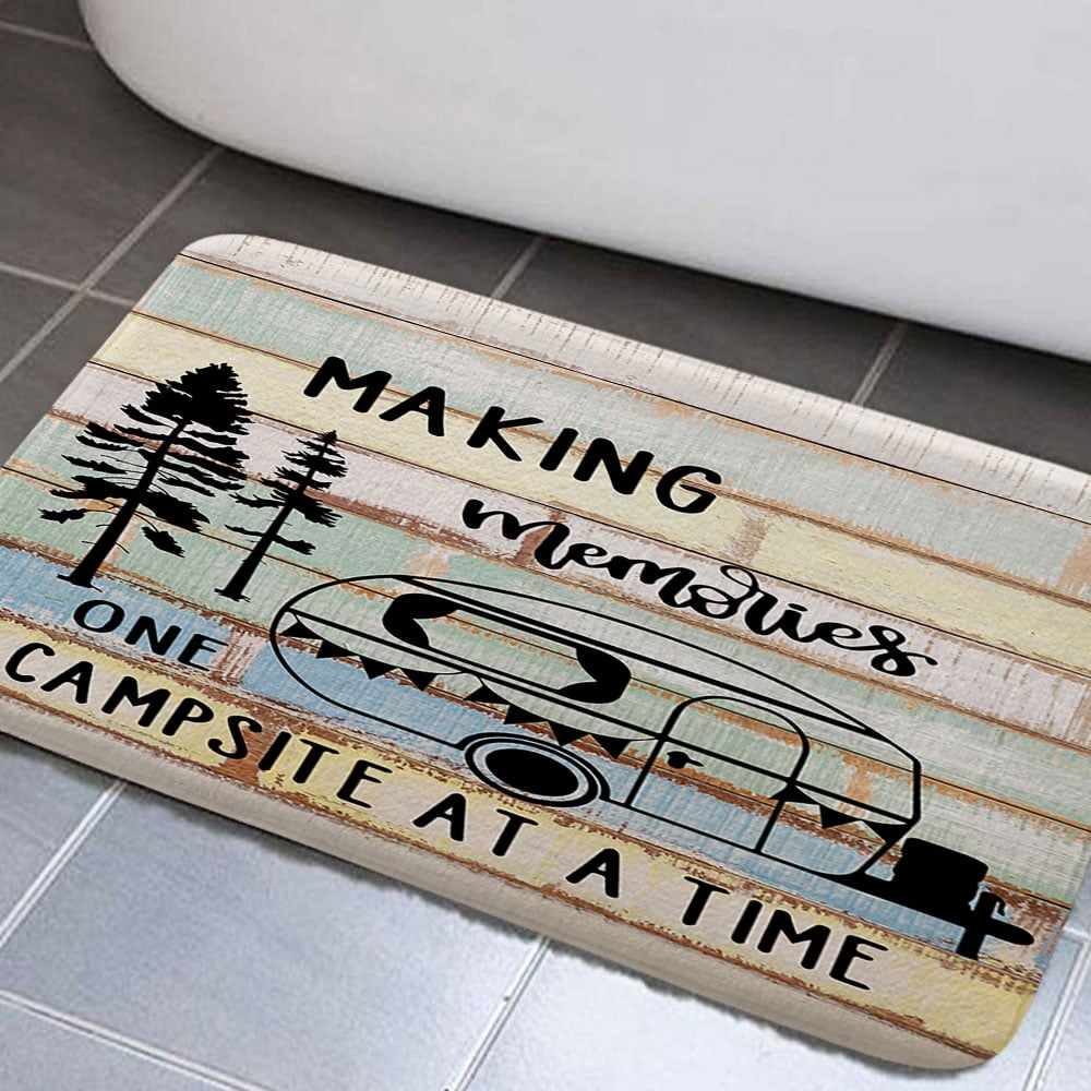 Camper RV Bathroom Rugs, Retro Rustic Wood Neutral Color for Travel ...