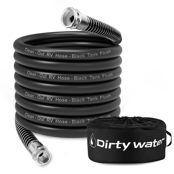 Camper & RV Black Water Hose - No-Kink Design Camper Sewer Hose - RV Accessories With Storage Bag - Perfect For Black Water, Gray Water, And RV Tank Cleaning, 35FT 5/8" Diameter