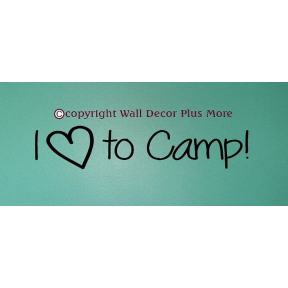 Camper RV Dcor I Heart to Camp Vinyl Wall Decals Stickers, 23x4.5-Inch, Black