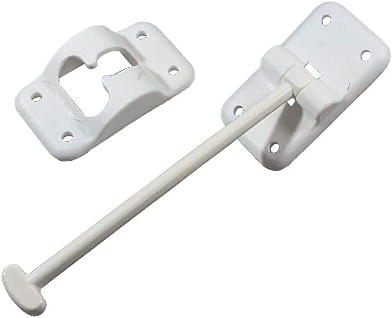 Camper RV Entry Door Holdback TStyle Hook Latch White 6" Travel