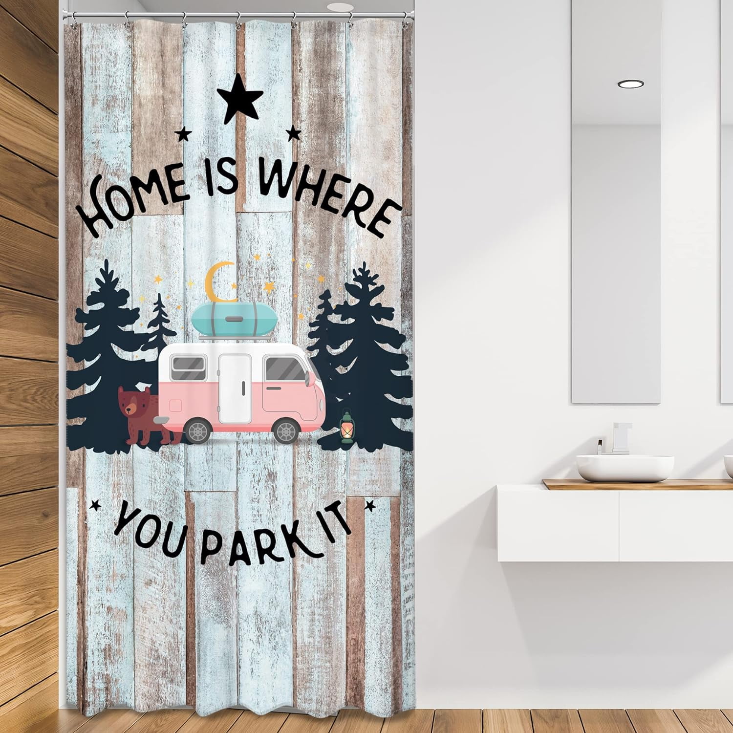 Rustic Rv Shower Camper RV Shower Curtain 36x72 Inch Small Stall Camping Travel Rustic ...