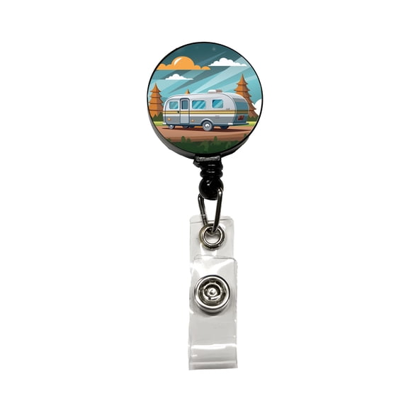 Camper RV Trailer Traveling Road Trip Retractable Reel ID Badge Key Card Name Tag Holder with Clip