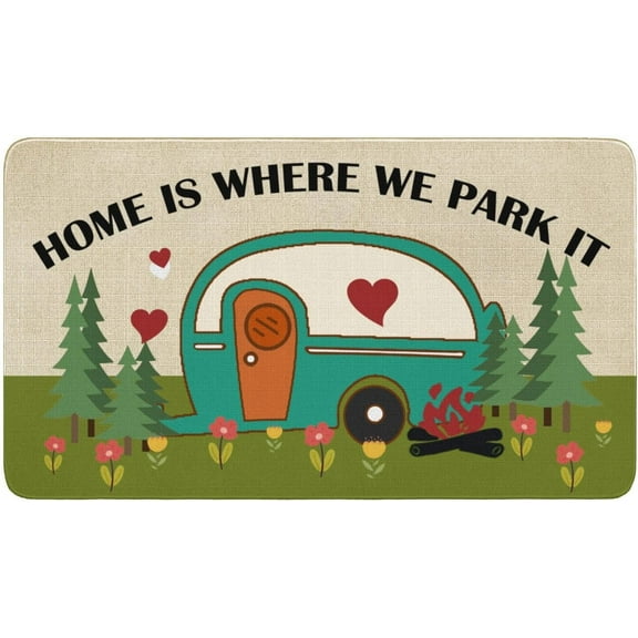 Camper RV Travel Trailer Door Mat, Camping Rug Decor for Campervan Caravan Motorhomes, Funny Gift for Campers - Home is Where You Park It