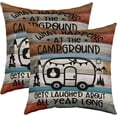 thumbnail image 1 of Camper Reversible Throw Pillow Covers Kids,Happy Camping Square Cushion Covers Set of 2 for Bed Sofa Couch,RV Camping Pillow Covers Home Decor Cartoon Camping Car 16 x 16-Inch, 1 of 1