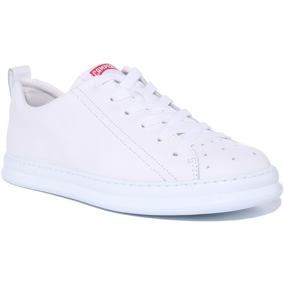 Camper Runner Four Men's Low Top Lace Up Full Grain Leather Trainers In White Size 8