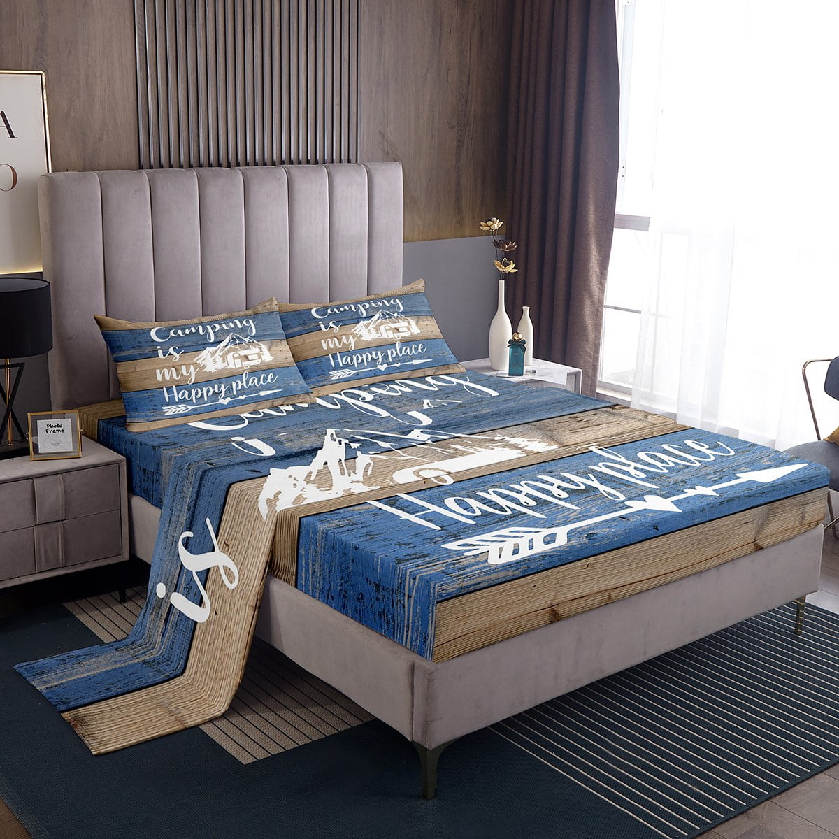 Camper Sheet Set for Women,Camping Themed Bed Sheets,RV Camping Car