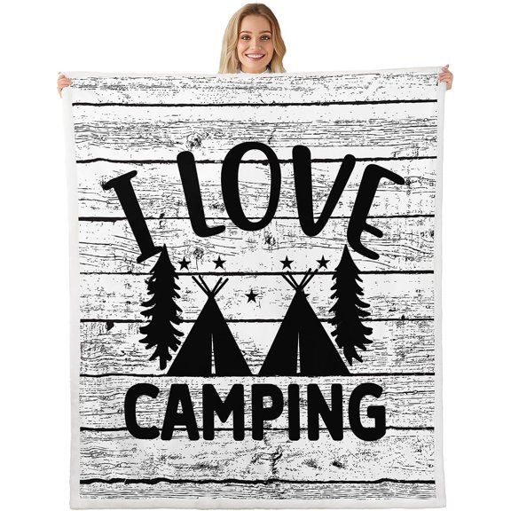 Camper Sherpa Boys Fleece Throw Blanket for Bed Sofa Couch Kids Teens RV Camping Ultra Soft Plush Fuzzy Blanket Room Decor Throw 50"x60"