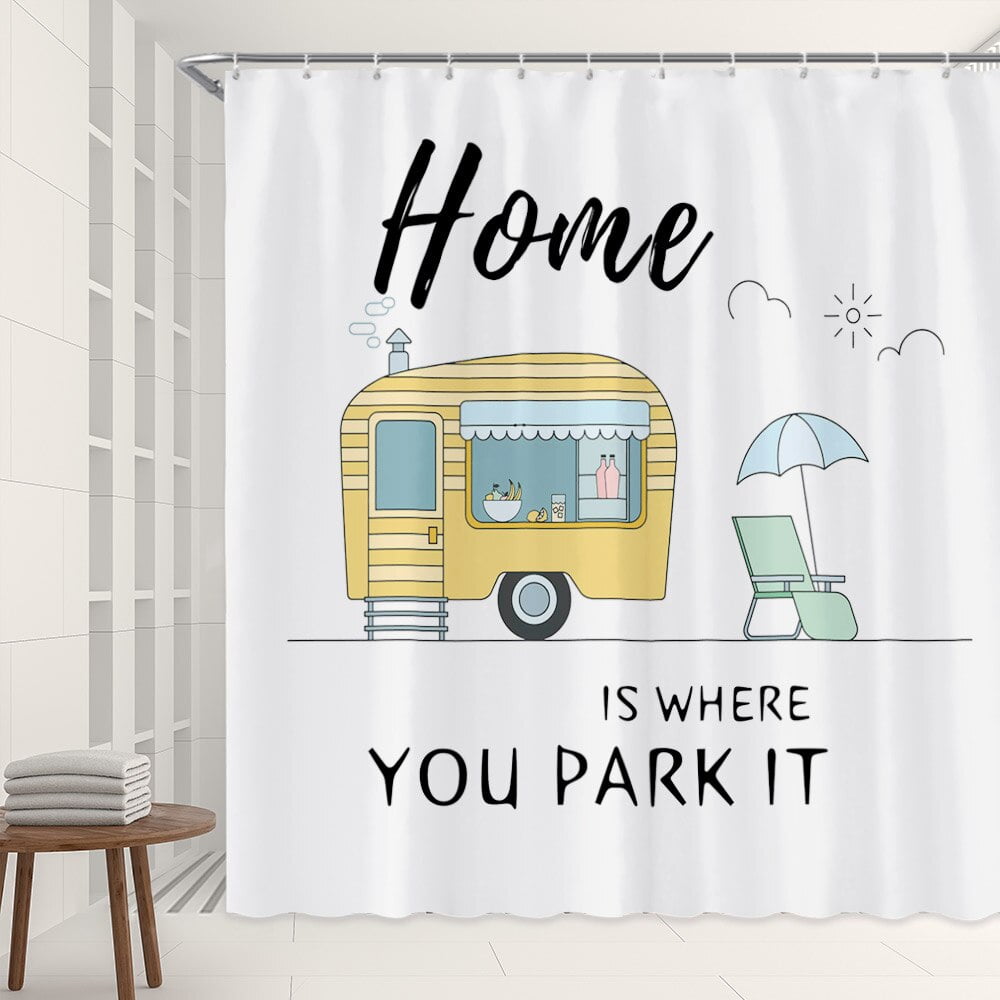 Camper Shower Curtains Pine Trees Travel Camping Creative Design