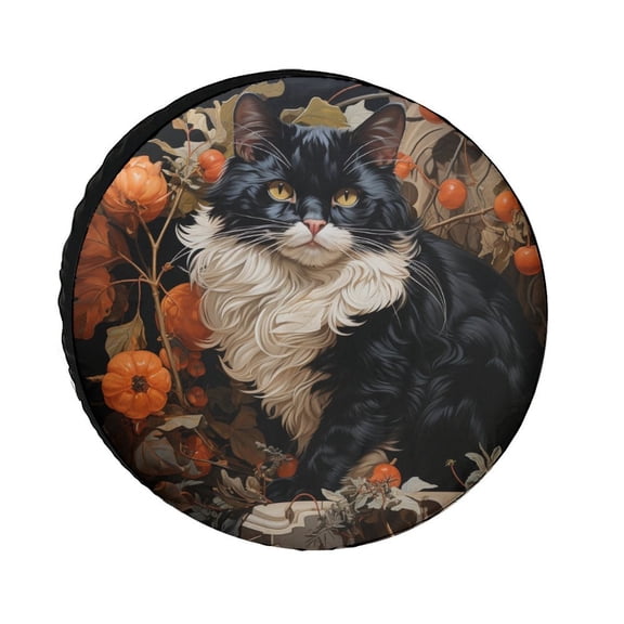 Camper Spare Tire Cover 12inch Welcome Fall Cat Wheel Tire Covers for Travel Trailers Protectors Weatherproof Dust-Proof Funny Cat for Trailer SUV Truck Camper Travel Trailer Accessories